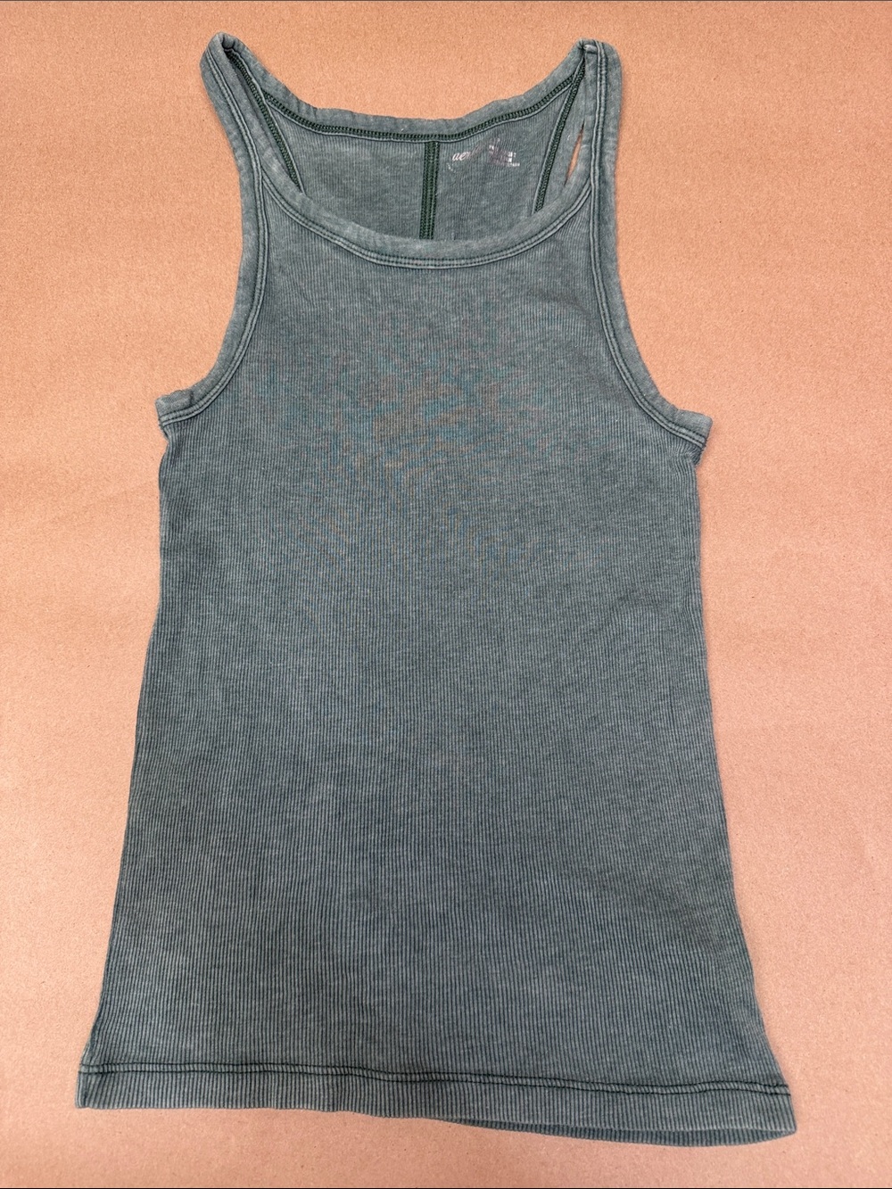aerie Ribbed Tank Top in Slate Green-Blue